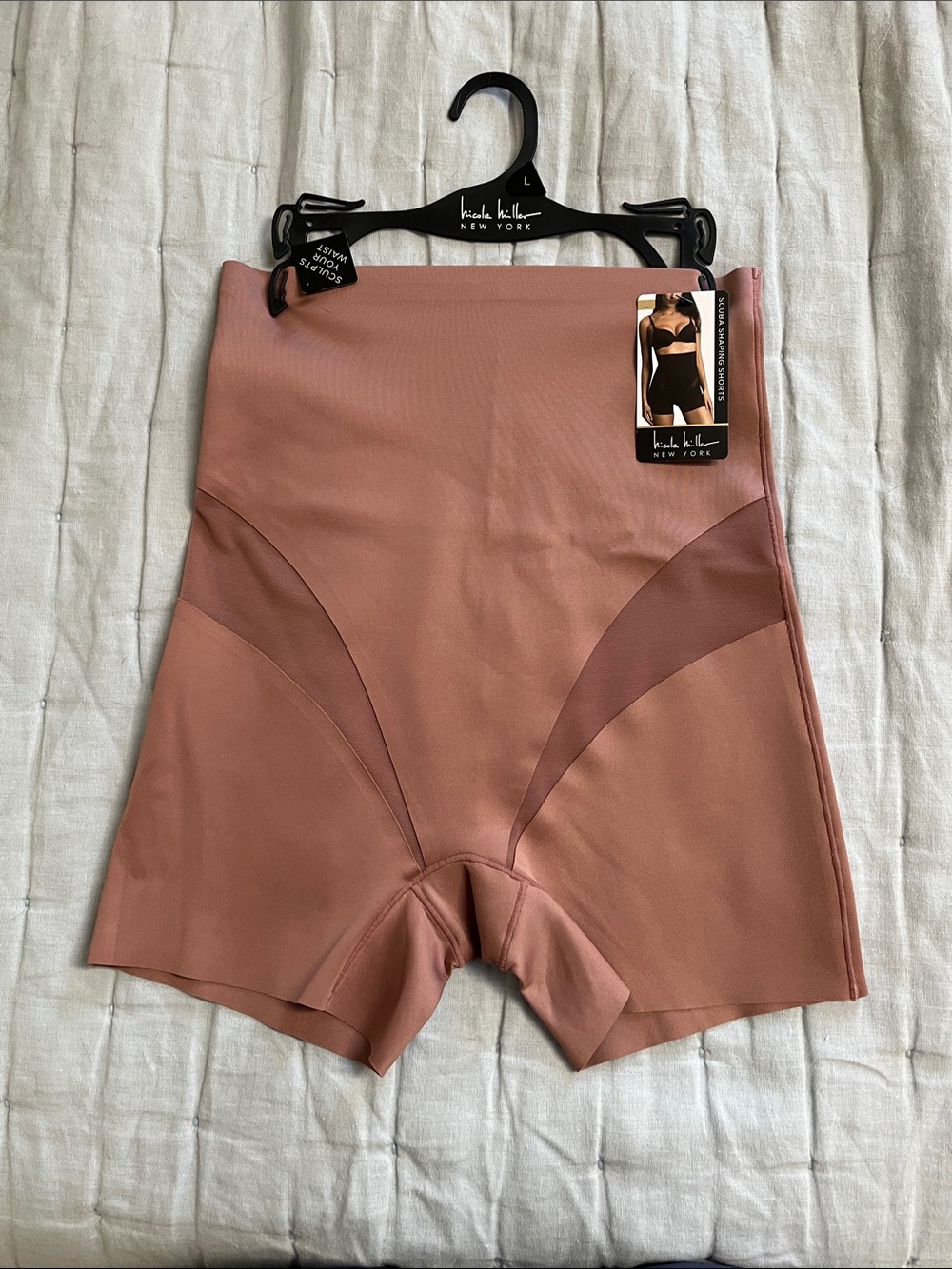 Nicole Miller High-Waist Shaping Shorts in nude/rose